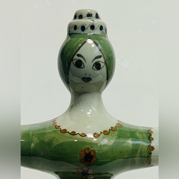 Vtg Ken Edwards El Palomar Mexican Pottery Folk Art Woman Double Candelabra 14” - Picture 5 of 13